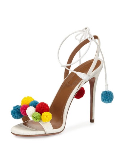 	Aquazzura Raffia Pom Pom