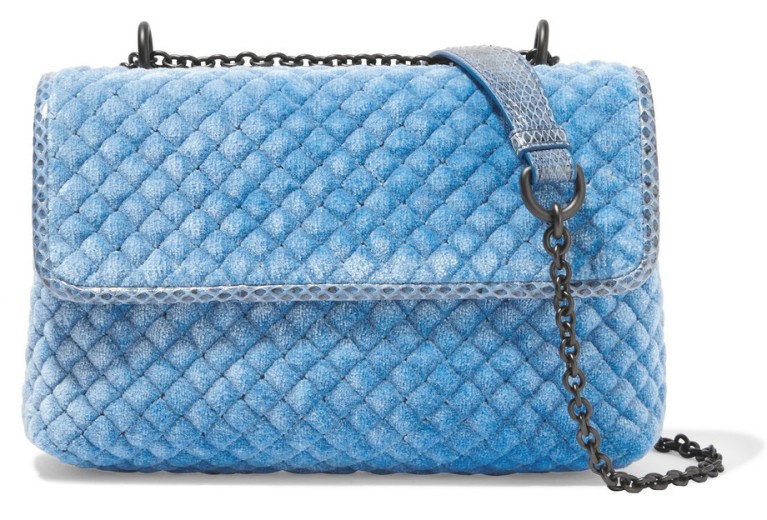 Bottega Veneta Olimpia Velvet Watersnake Clutch