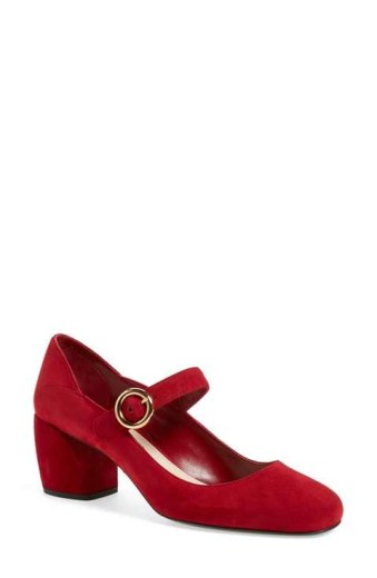 Prada Suede Mary Jane Block-Heel 